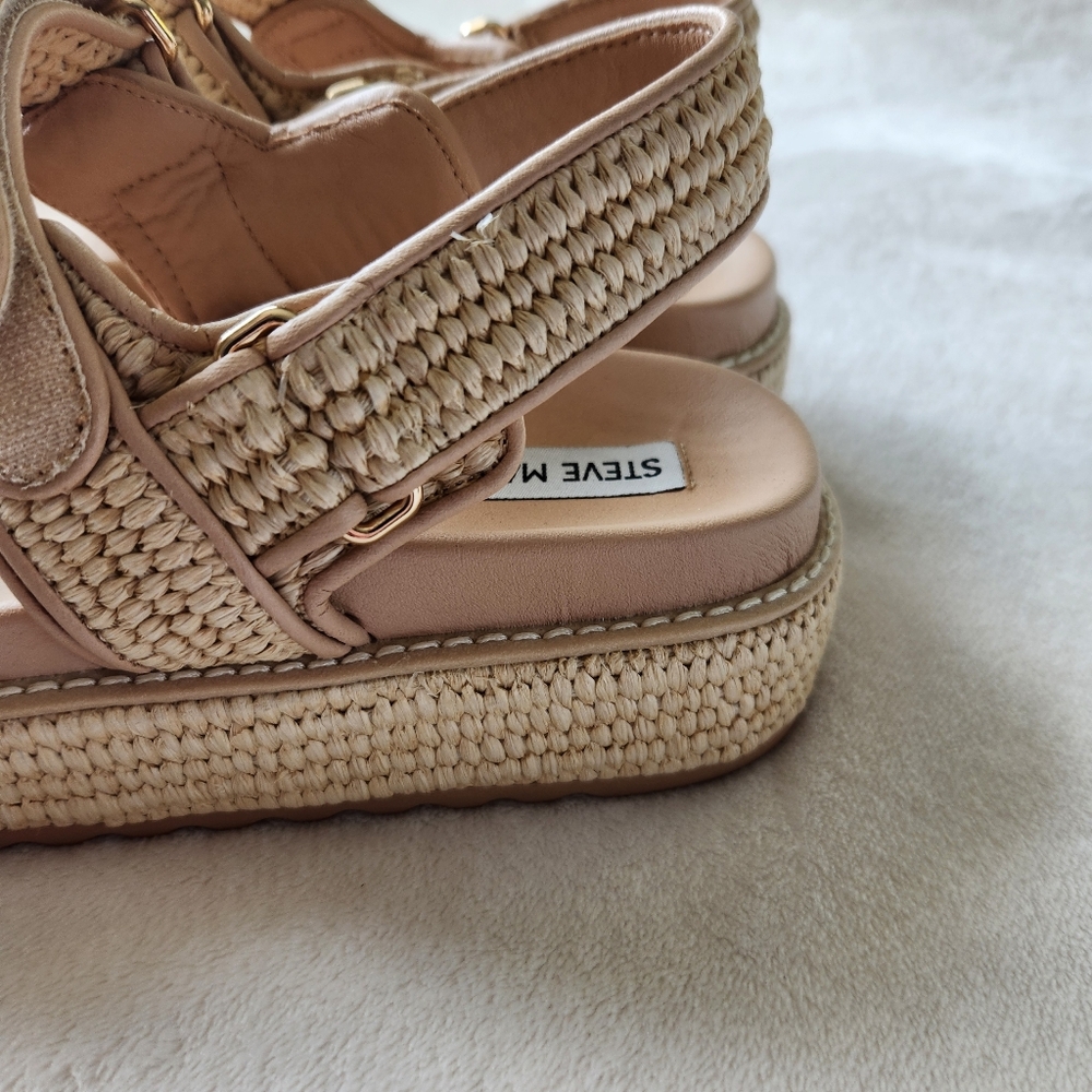 NEW!Steve Madden Woven Platform Sandals w Gold SIZE 7 - Picture 7 of 12